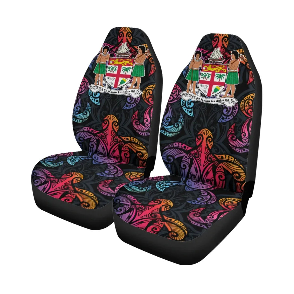 Fiji Car Seat Cover - Sea Turtle In Tribal Polynesian Style