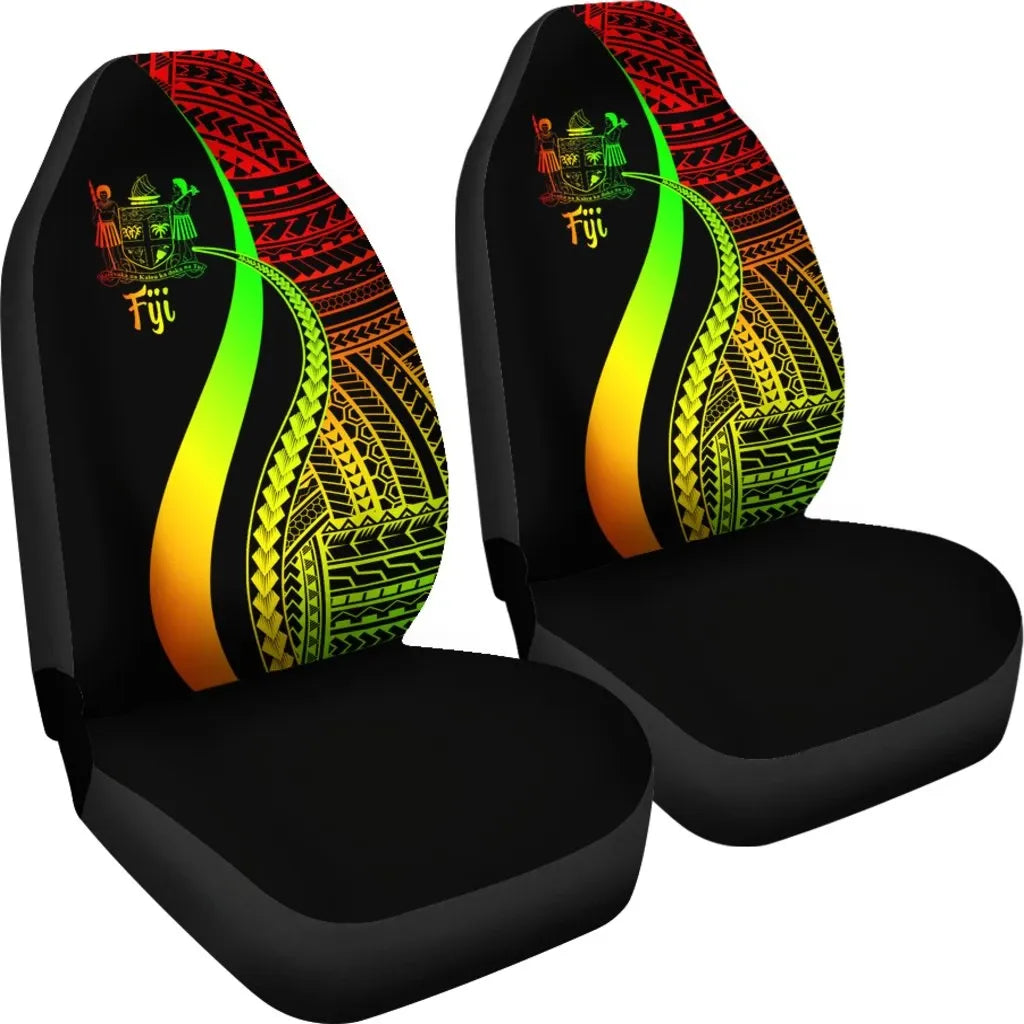 Fiji Car Seat Covers - Reggae Polynesian Tentacle Tribal Pattern Crest