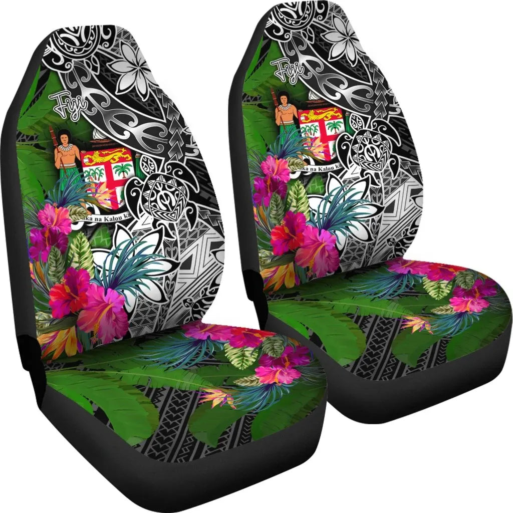 Fiji Car Seat Covers - Turtle Plumeria Banana Leaf Crest