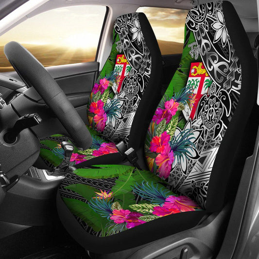 Fiji Car Seat Covers - Turtle Plumeria Banana Leaf