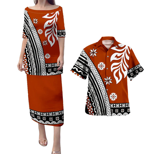 Fiji Combo Puletasi And Shirt Style Bula Leaves