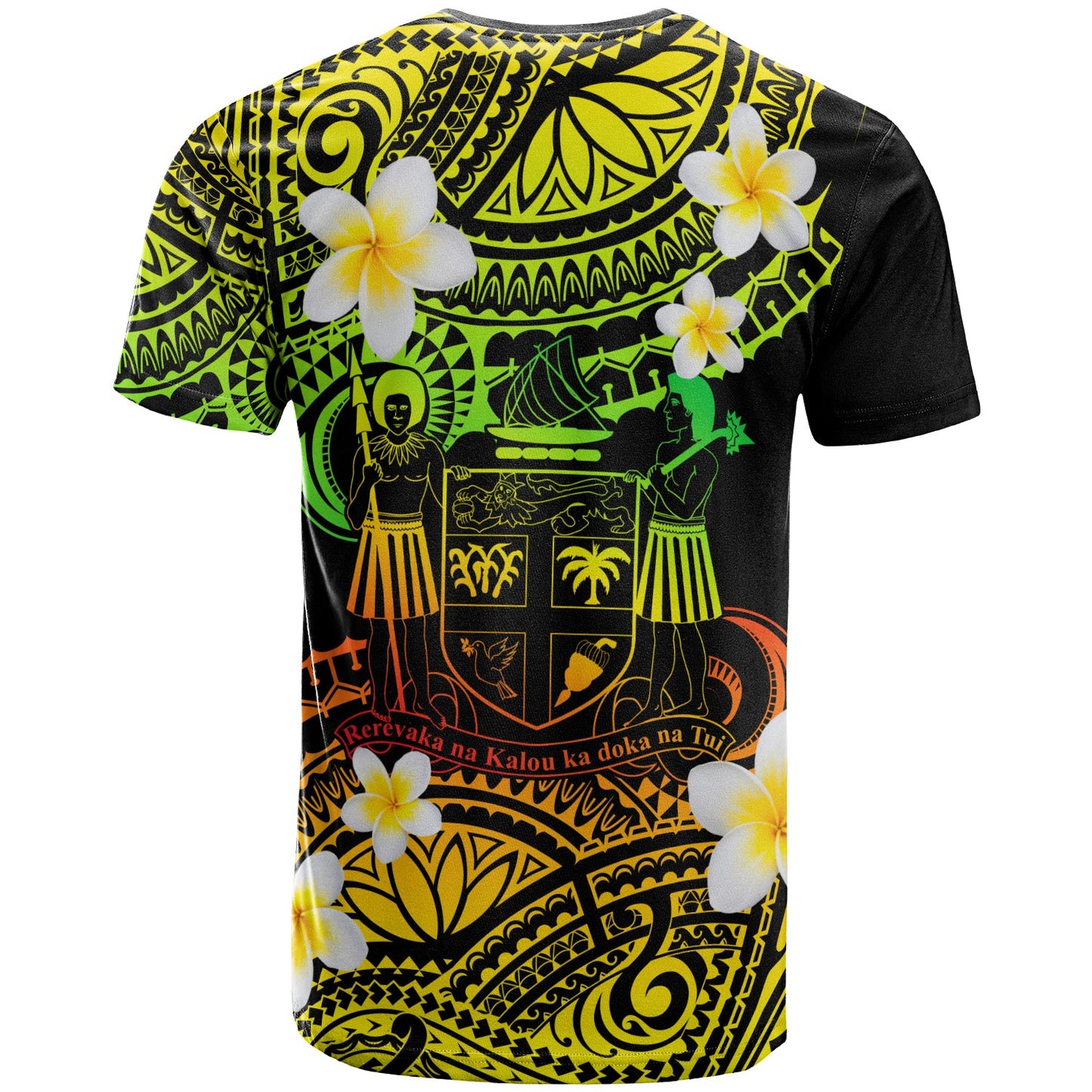 Fiji Crest Custom Personalised T-Shirt - Plumeria Polynesian Vibe Reggae