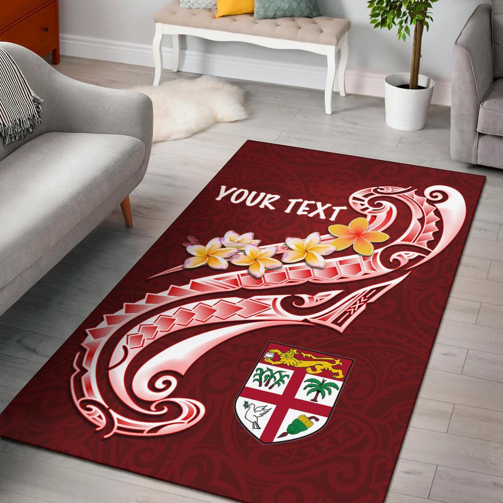 Fiji Custom Personalised Area Rug - Fiji Seal Polynesian Patterns Plumeria (Red)
