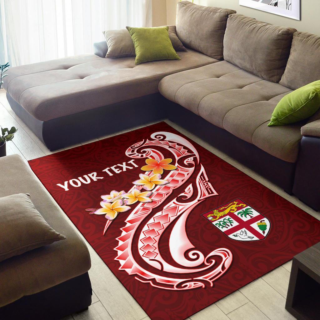 Fiji Custom Personalised Area Rug - Fiji Seal Polynesian Patterns Plumeria (Red)