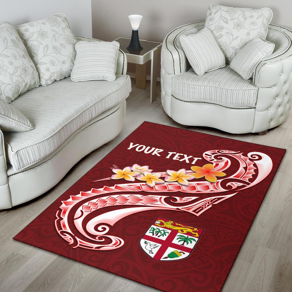 Fiji Custom Personalised Area Rug - Fiji Seal Polynesian Patterns Plumeria (Red)