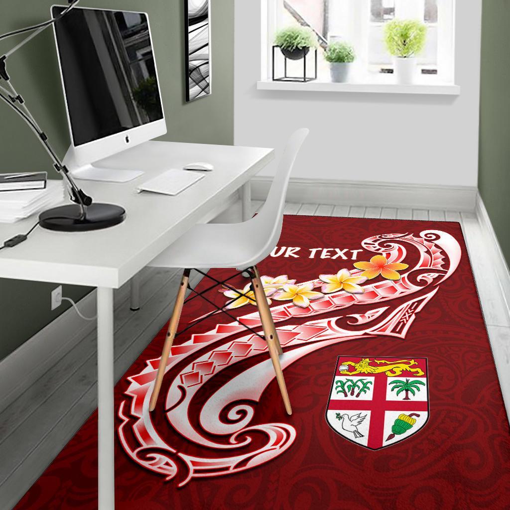 Fiji Custom Personalised Area Rug - Fiji Seal Polynesian Patterns Plumeria (Red)