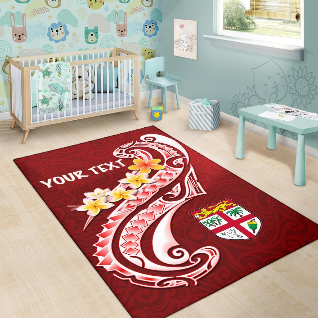 Fiji Custom Personalised Area Rug - Fiji Seal Polynesian Patterns Plumeria (Red)