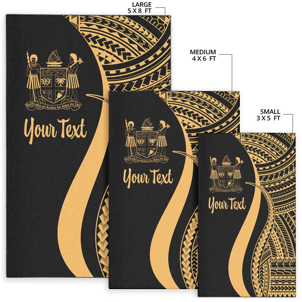 Fiji Custom Personalised Area Rug - Gold Polynesian Tentacle Tribal Pattern Crest