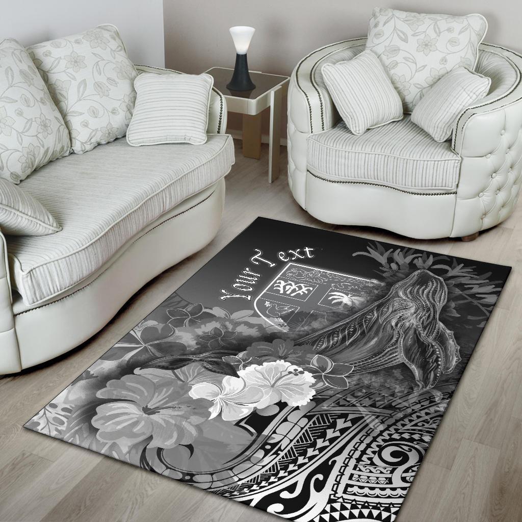 Fiji Custom Personalised Area Rug - Humpback Whale with Tropical Flowers (White)