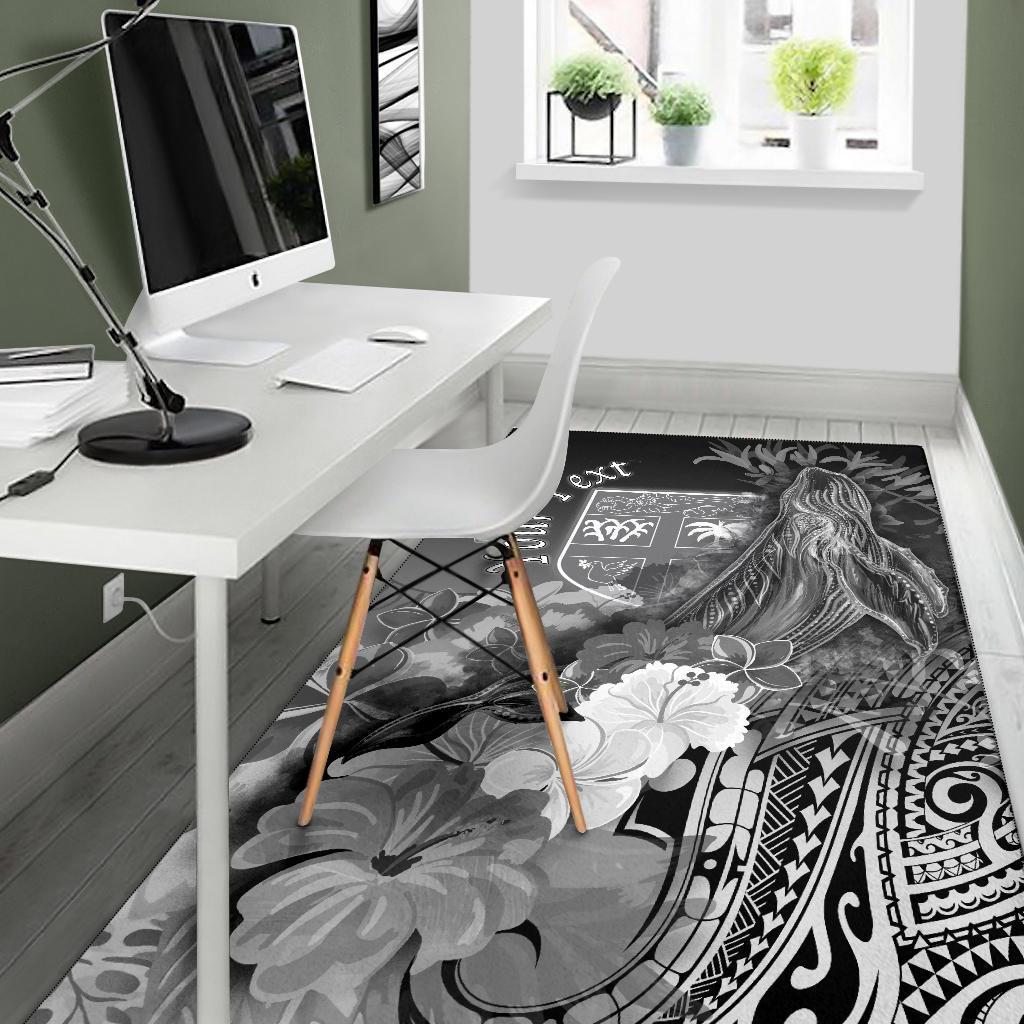 Fiji Custom Personalised Area Rug - Humpback Whale with Tropical Flowers (White)