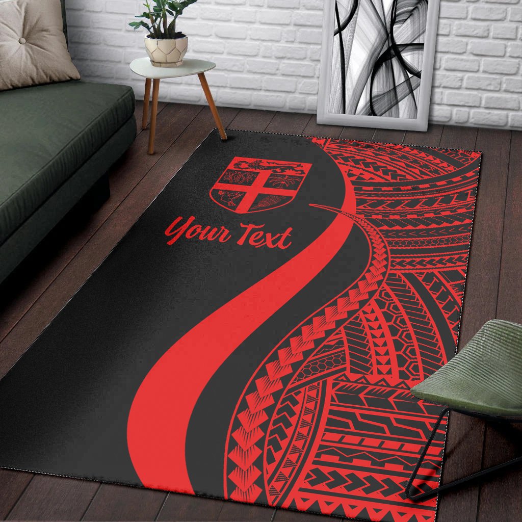 Fiji Custom Personalised Area Rug - Red Polynesian Tentacle Tribal Pattern