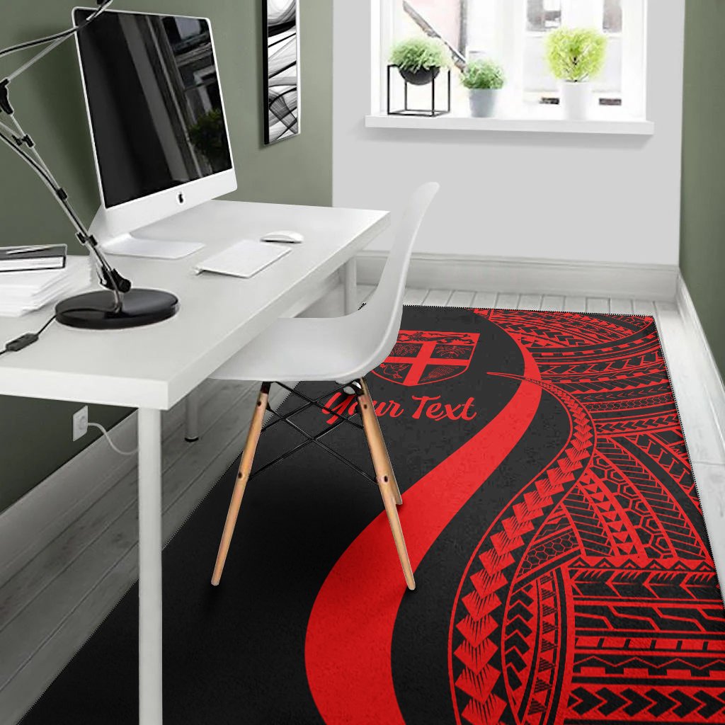 Fiji Custom Personalised Area Rug - Red Polynesian Tentacle Tribal Pattern