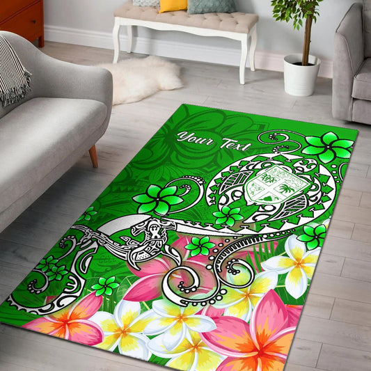 Fiji Custom Personalised Area Rug - Turtle Plumeria (Green)