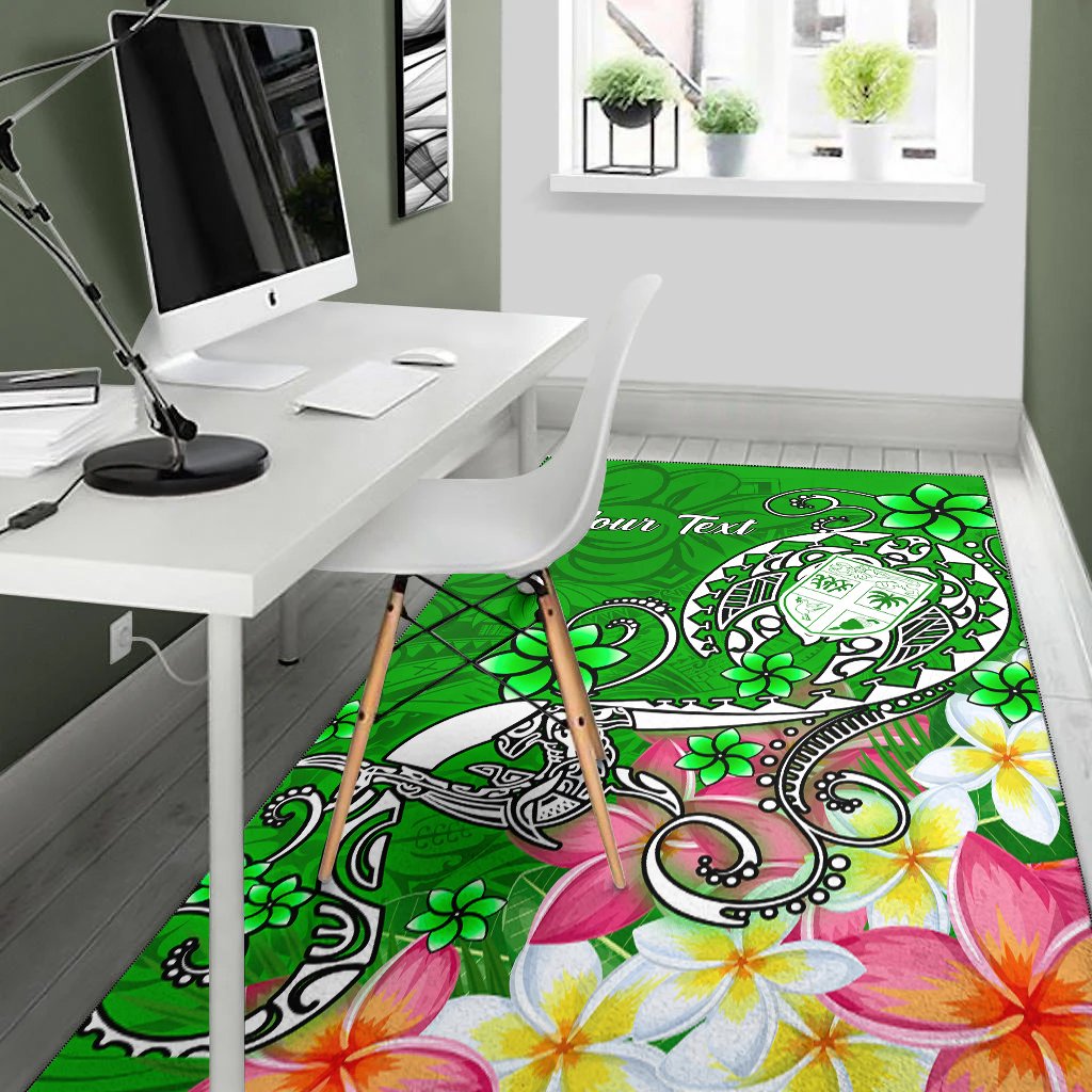 Fiji Custom Personalised Area Rug - Turtle Plumeria (Green)