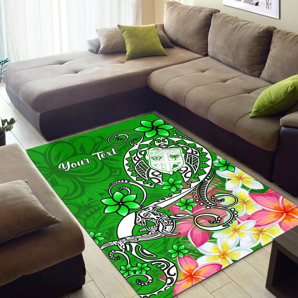 Fiji Custom Personalised Area Rug - Turtle Plumeria (Green)