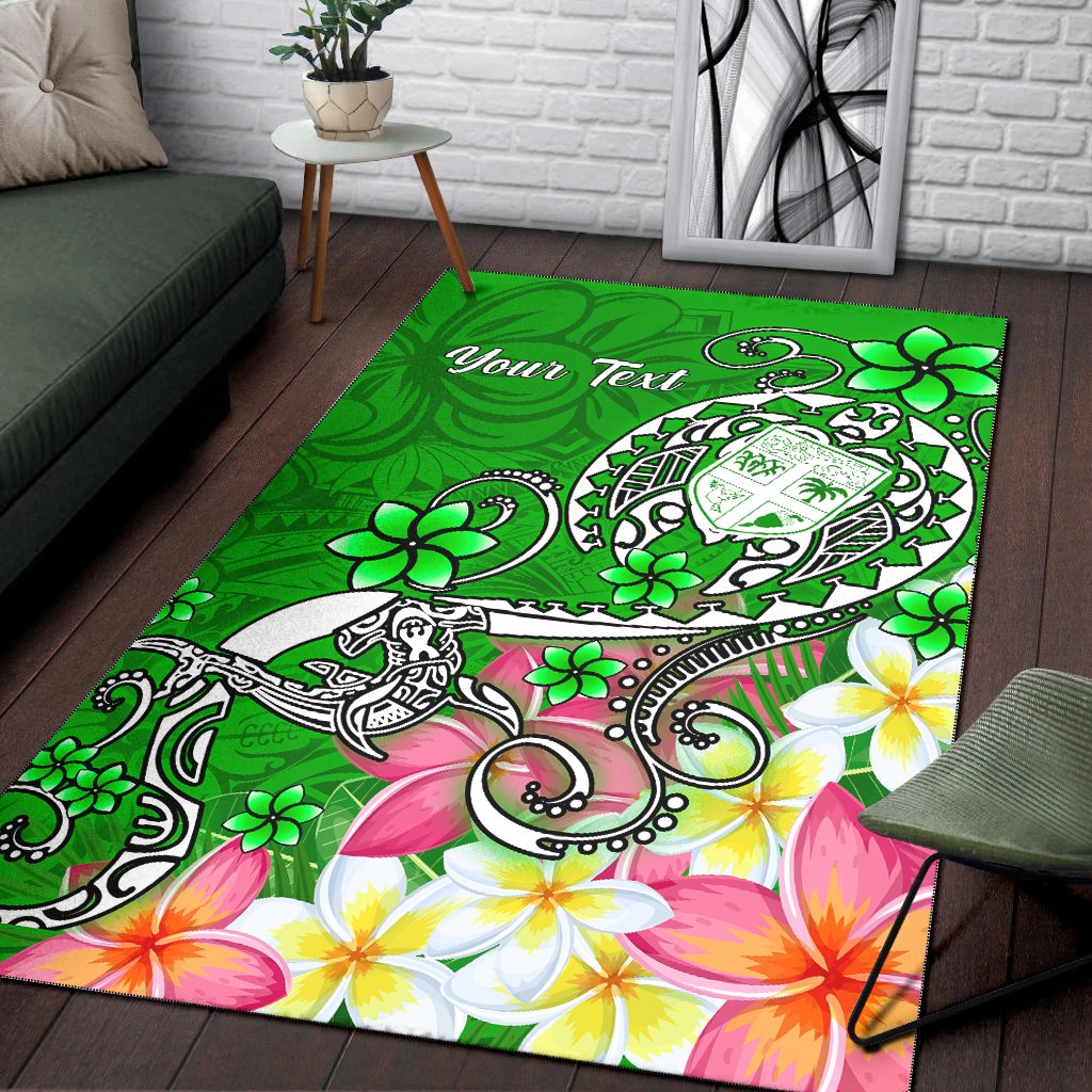 Fiji Custom Personalised Area Rug - Turtle Plumeria (Green)