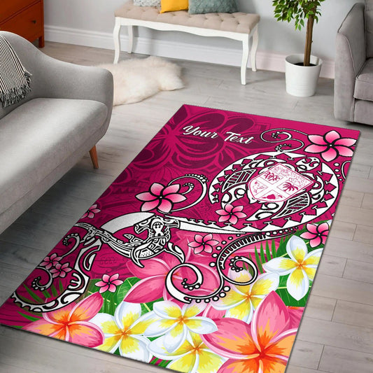 Fiji Custom Personalised Area Rug - Turtle Plumeria (Pink)