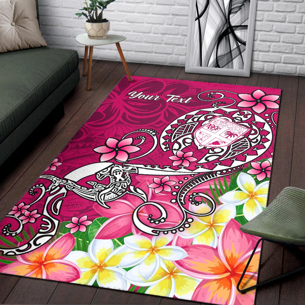 Fiji Custom Personalised Area Rug - Turtle Plumeria (Pink)