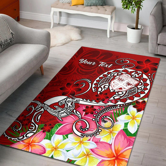 Fiji Custom Personalised Area Rug - Turtle Plumeria (Red)