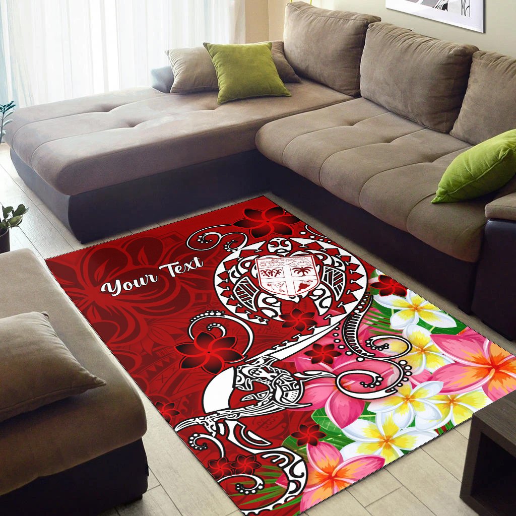 Fiji Custom Personalised Area Rug - Turtle Plumeria (Red)