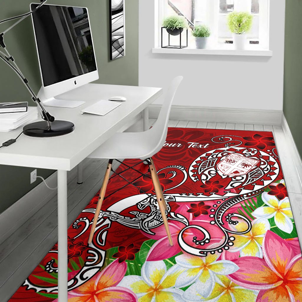 Fiji Custom Personalised Area Rug - Turtle Plumeria (Red)