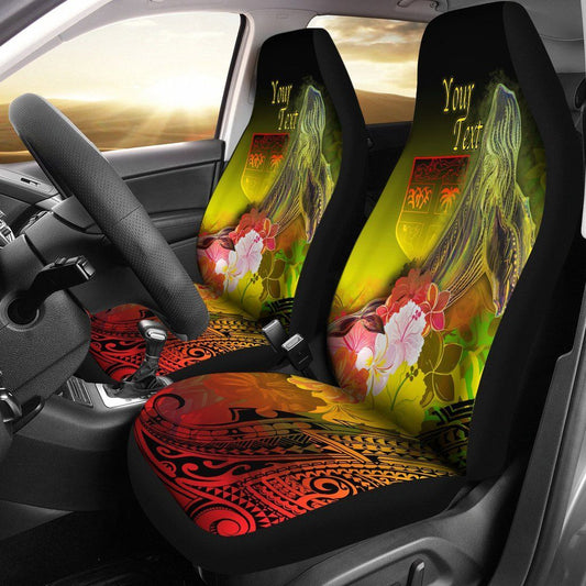 Fiji Custom Personalised Car Seat Covers - Humpback Whale with Tropical Flowers (Yellow)