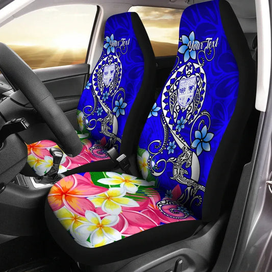 Fiji Custom Personalised Car Seat Covers - Turtle Plumeria (Blue)
