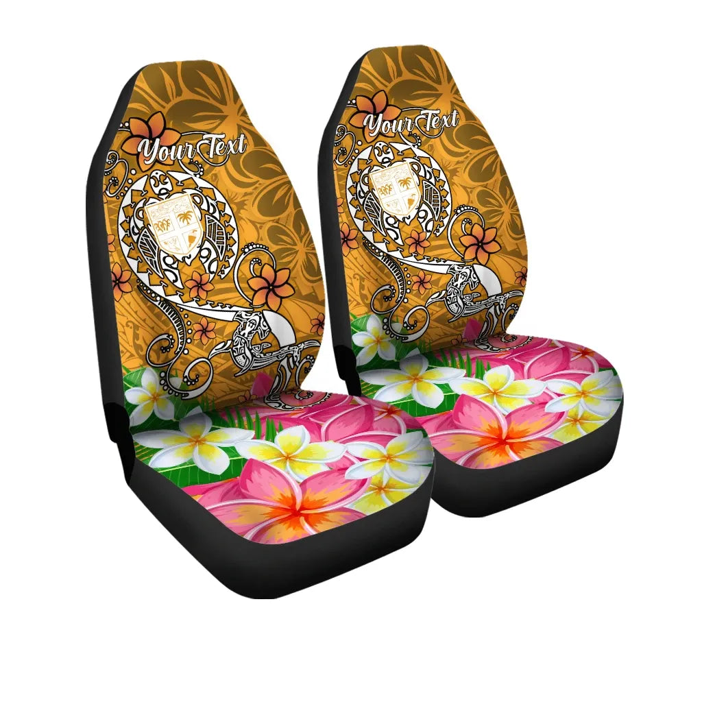 Fiji Custom Personalised Car Seat Covers - Turtle Plumeria (Gold)