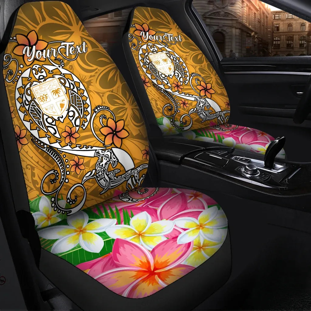 Fiji Custom Personalised Car Seat Covers - Turtle Plumeria (Gold)