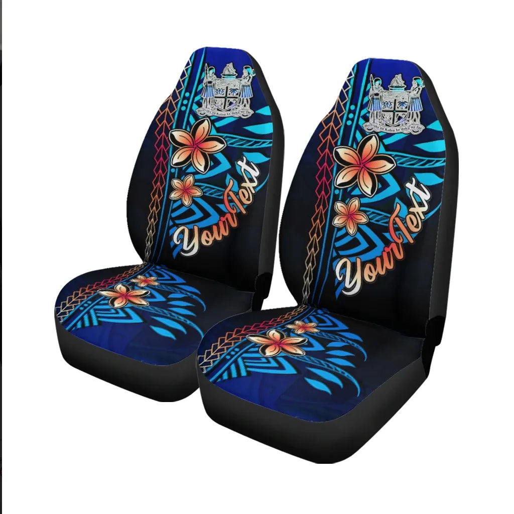 Fiji Custom Personalised Car Seat Covers - Vintage Tribal Mountain Crest