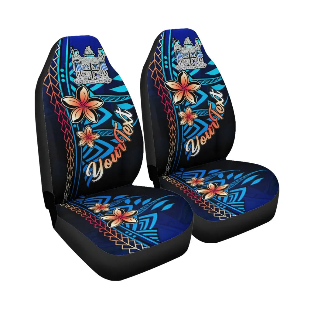 Fiji Custom Personalised Car Seat Covers - Vintage Tribal Mountain Crest