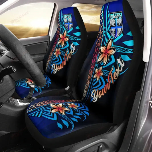 Fiji Custom Personalised Car Seat Covers - Vintage Tribal Mountain