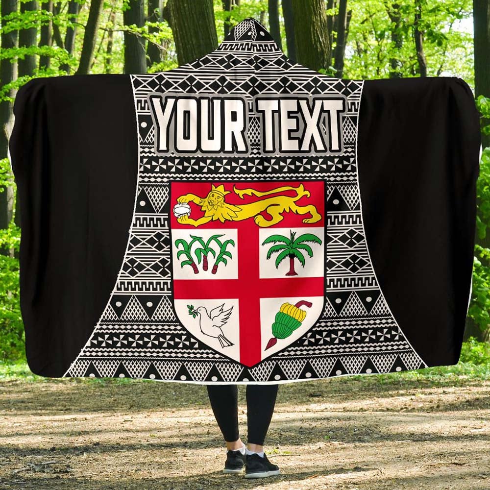 Fiji Custom Personalised Hooded Blanket - Tapa Pattern Sport Style