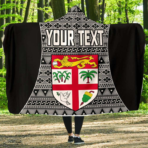 Fiji Custom Personalised Hooded Blanket - Tapa Pattern Sport Style