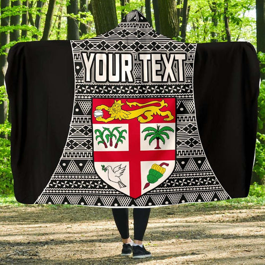 Fiji Custom Personalised Hooded Blanket - Tapa Pattern Sport Style