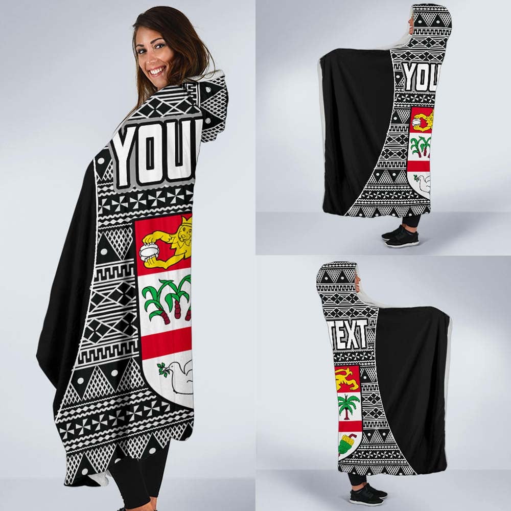 Fiji Custom Personalised Hooded Blanket - Tapa Pattern Sport Style