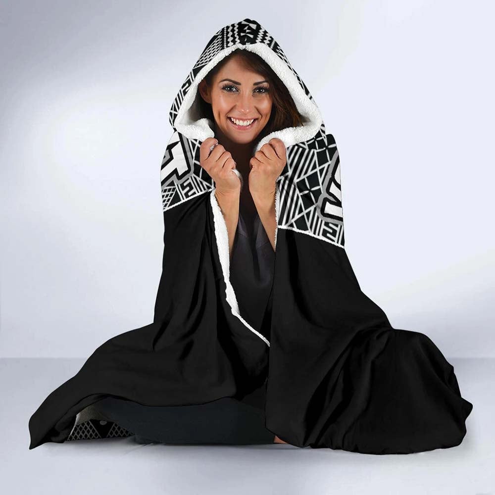 Fiji Custom Personalised Hooded Blanket - Tapa Pattern Sport Style