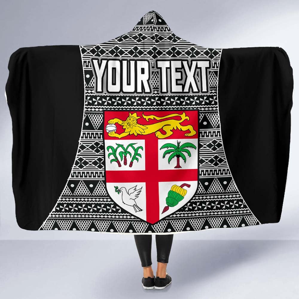 Fiji Custom Personalised Hooded Blanket - Tapa Pattern Sport Style