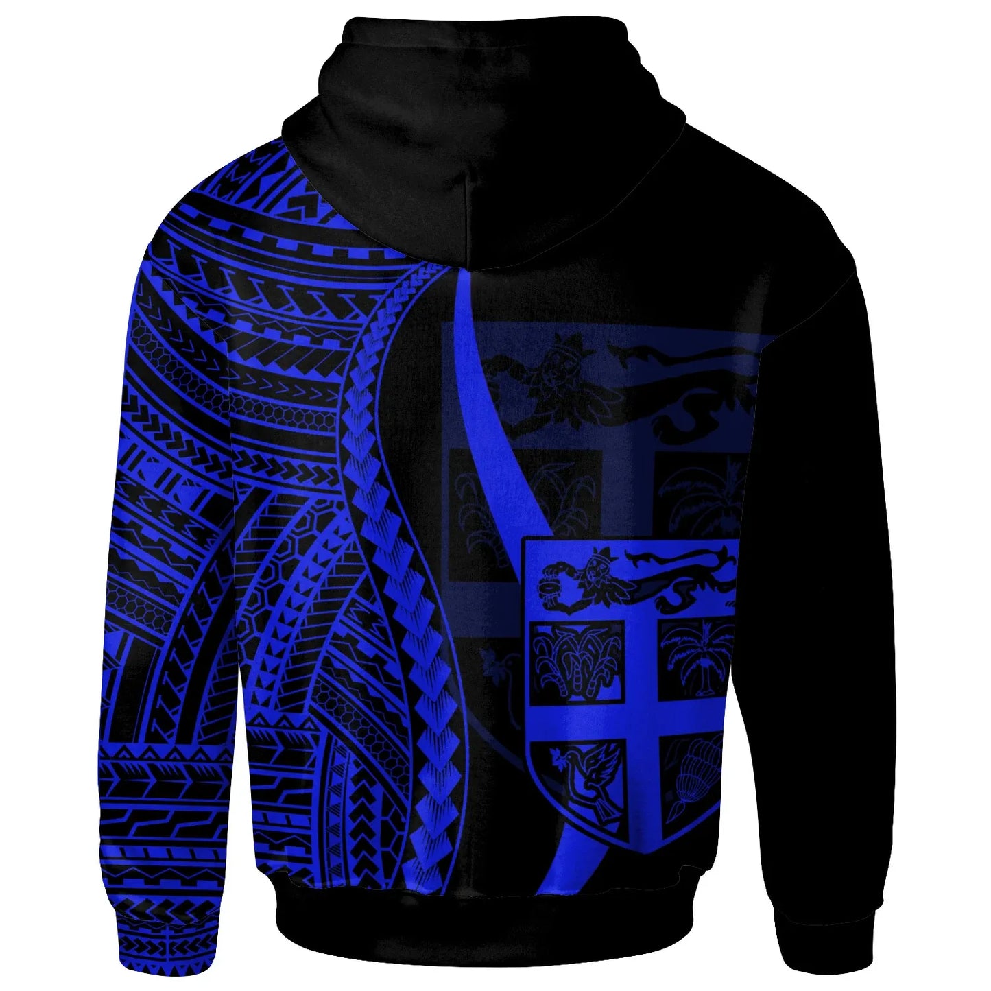 Fiji Custom Personalised Hoodie Blue - Tentacle Tribal Pattern