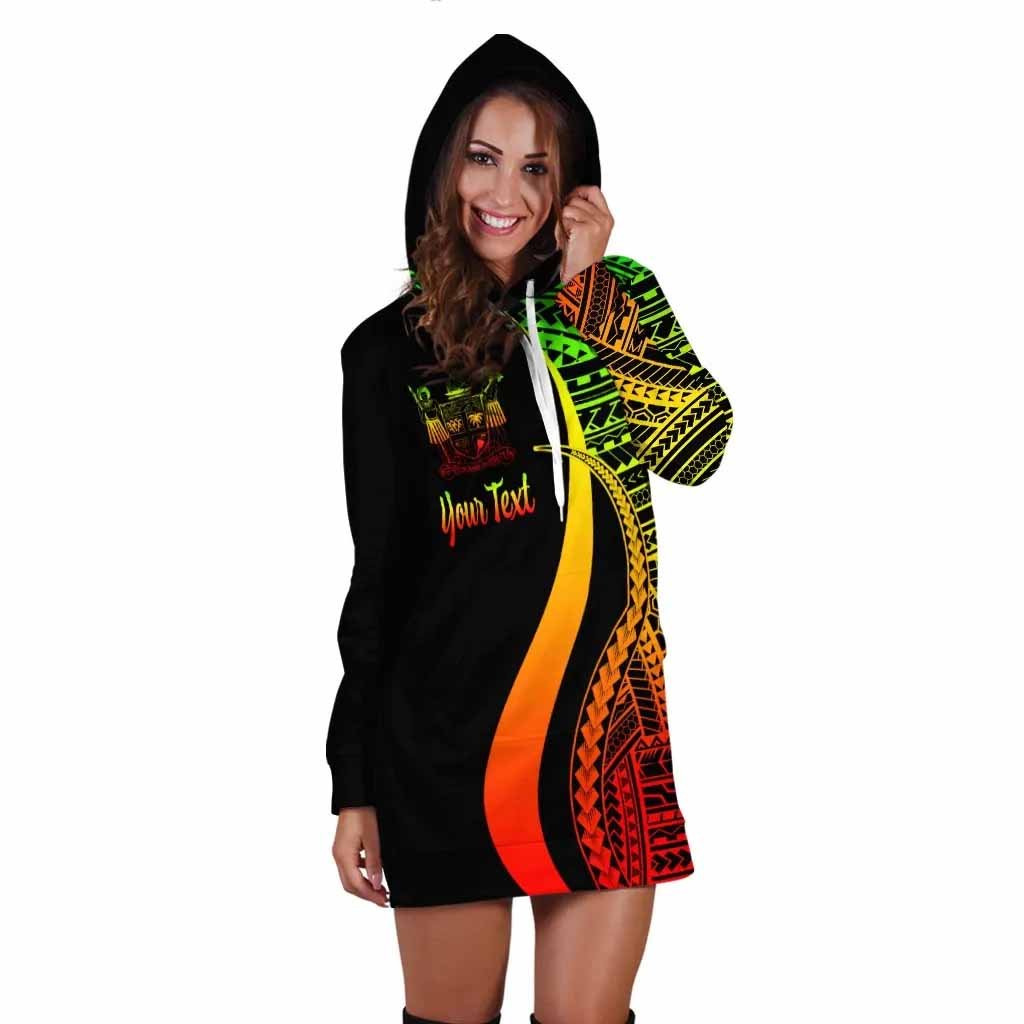 Fiji Custom Personalised Hoodie Dress - Reggae Polynesian Tentacle Pattern Crest