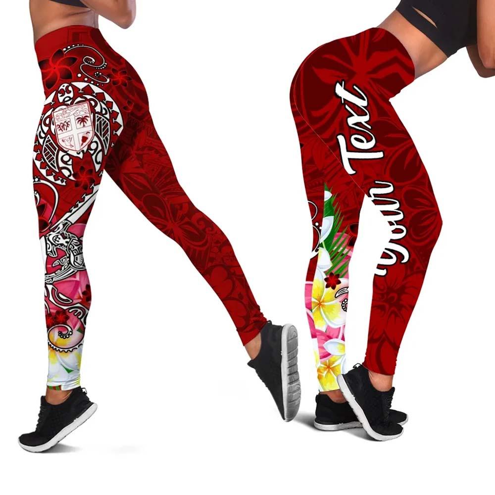 Fiji Custom Personalised Legging - Turtle Plumeria (Red)