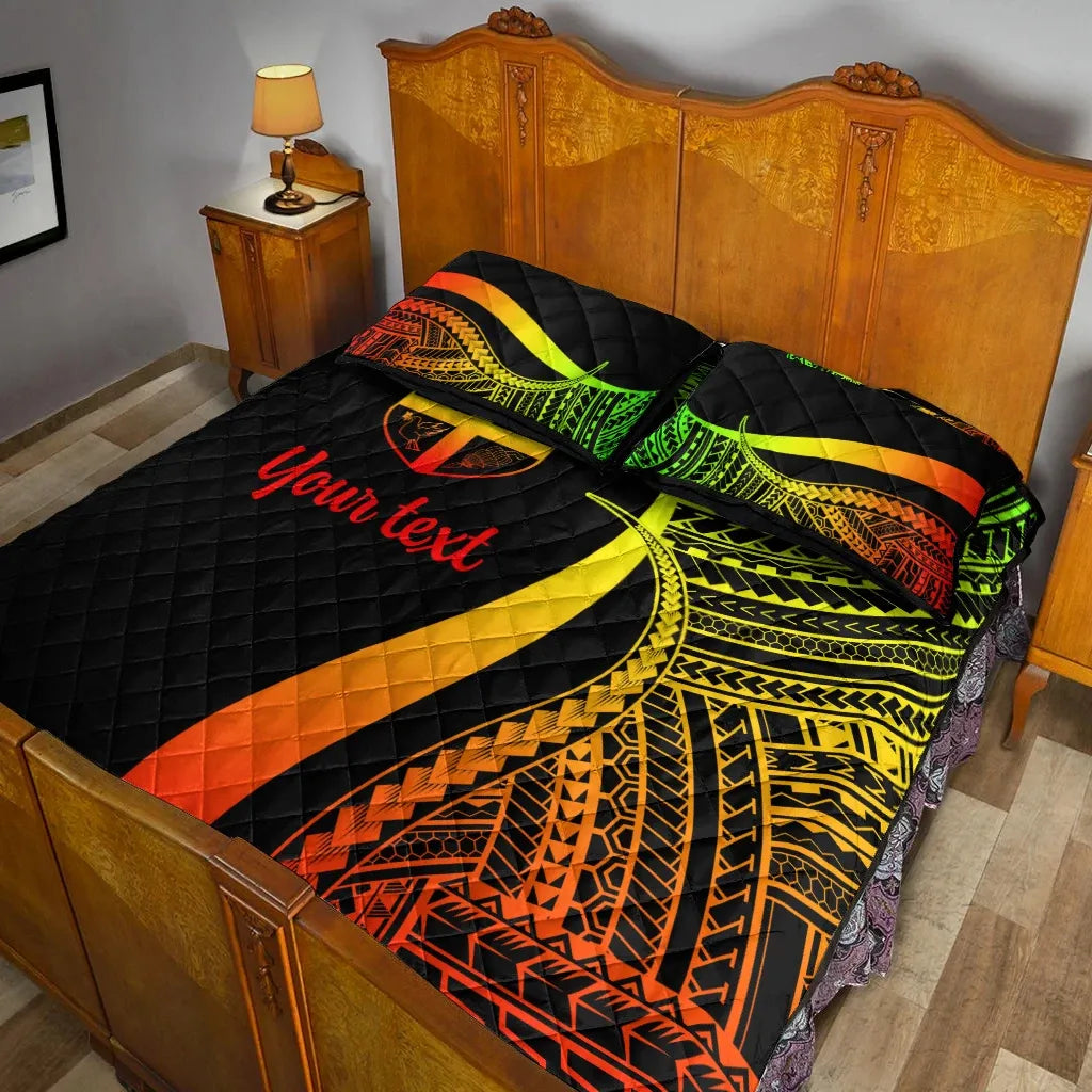 Fiji Custom Personalised Quilt Bed Set - Reggae Polynesian Tentacle Tribal Pattern