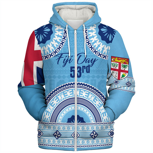 Fiji Sherpa Hoodie Happy Fiji Day Bula Pattern