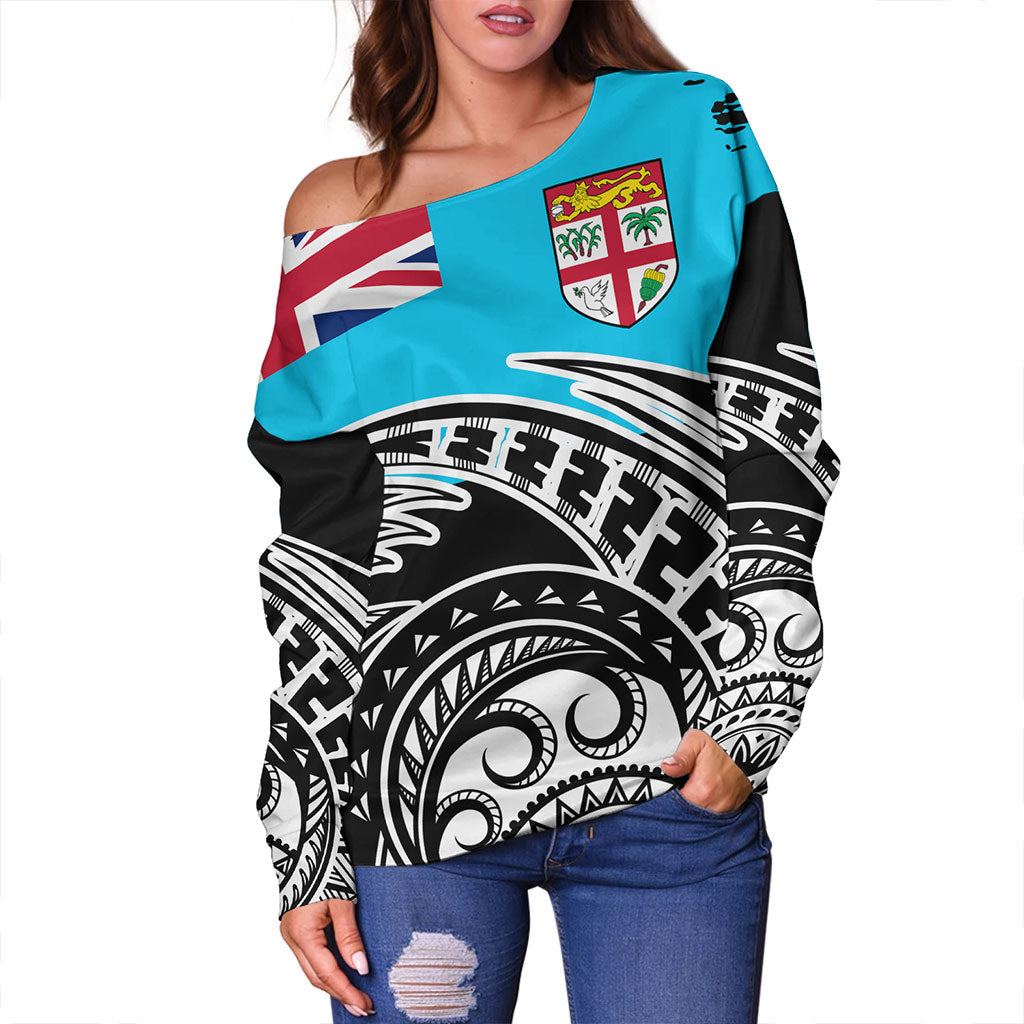 Fiji Off Shoulder Sweatshirt Custom Ethnic Style
