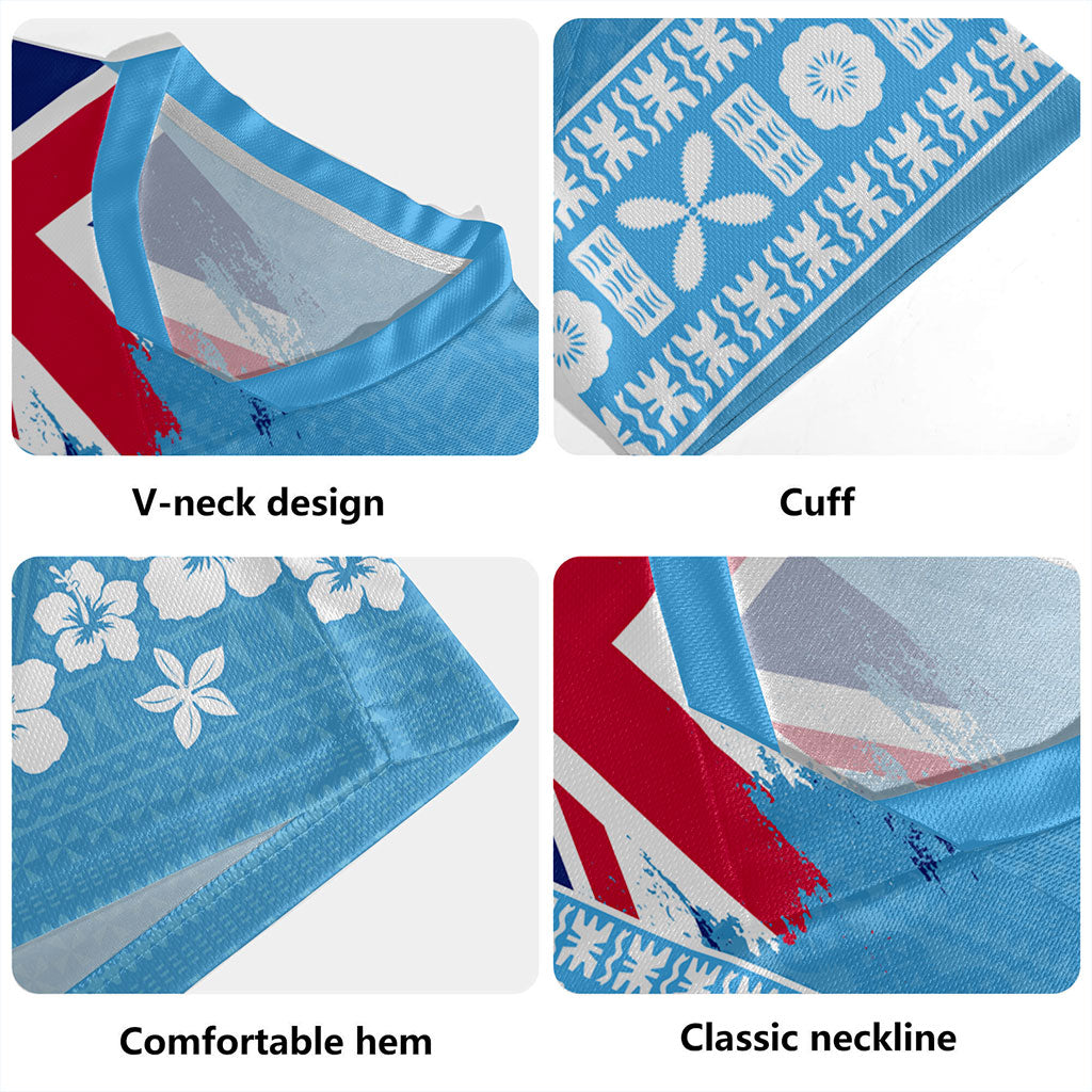 Fiji Rugby Jersey Bula Pattern Flag With Hibiscus Flower