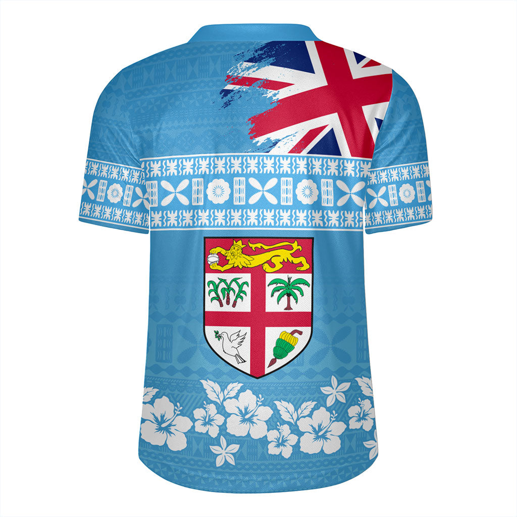 Fiji Rugby Jersey Bula Pattern Flag With Hibiscus Flower