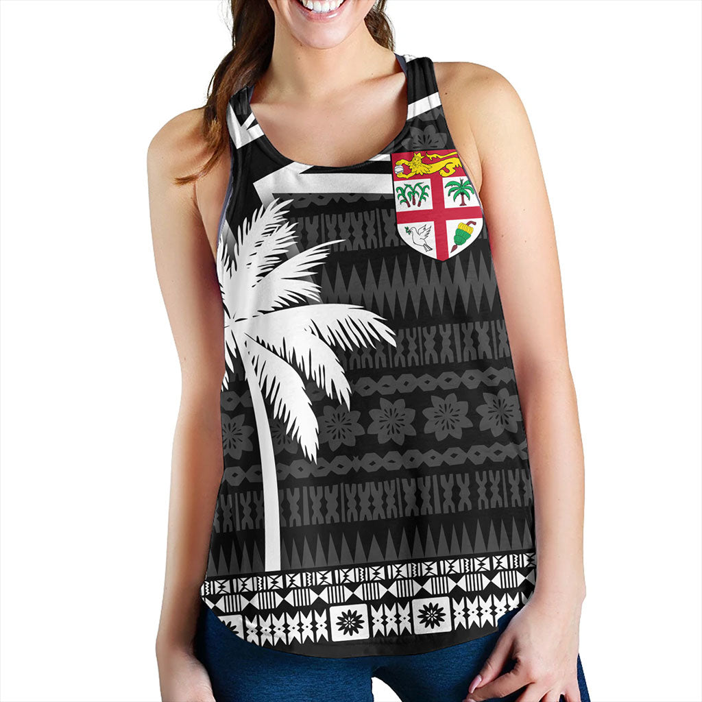 Fiji Women Tank Flag With Coconut Black Style