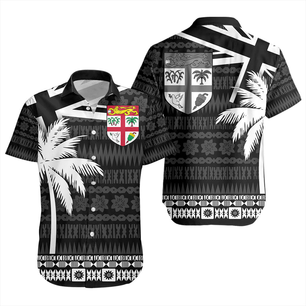 Fiji Short Sleeve Shirt Flag With Coconut Black Style