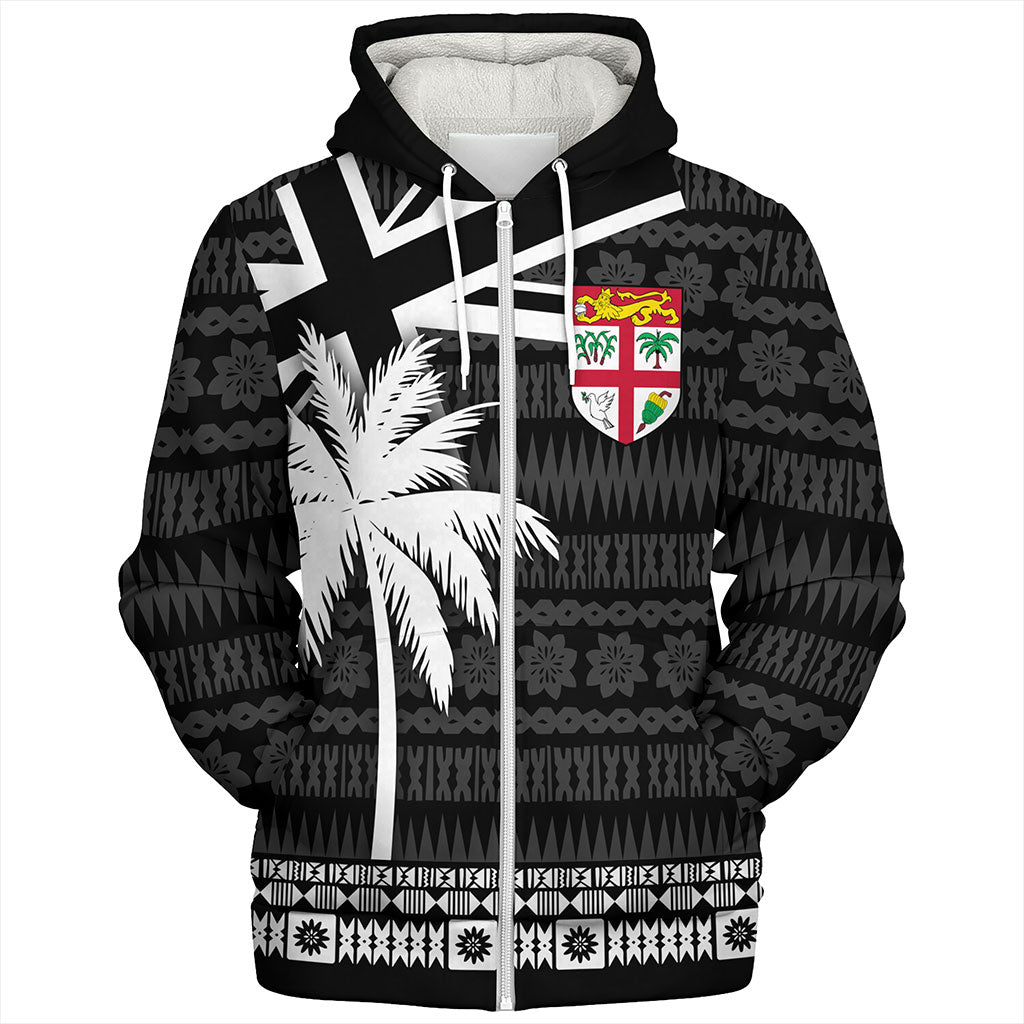 Fiji Sherpa Hoodie Flag With Coconut Black Style