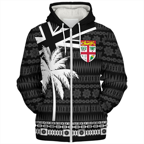Fiji Sherpa Hoodie Flag With Coconut Black Style